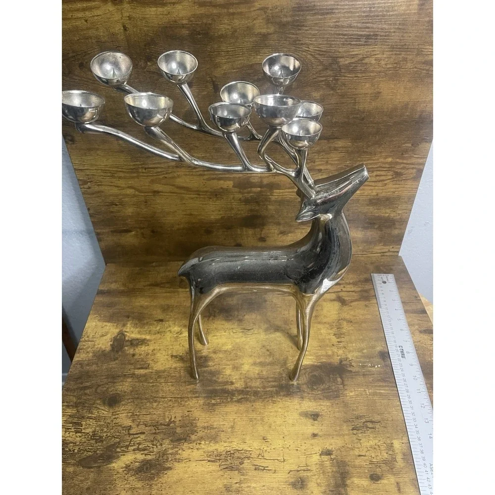 Pottery Barn Williams Sonoma Silver-Plated Reindeer Candelabra 1997 10-Cup 20